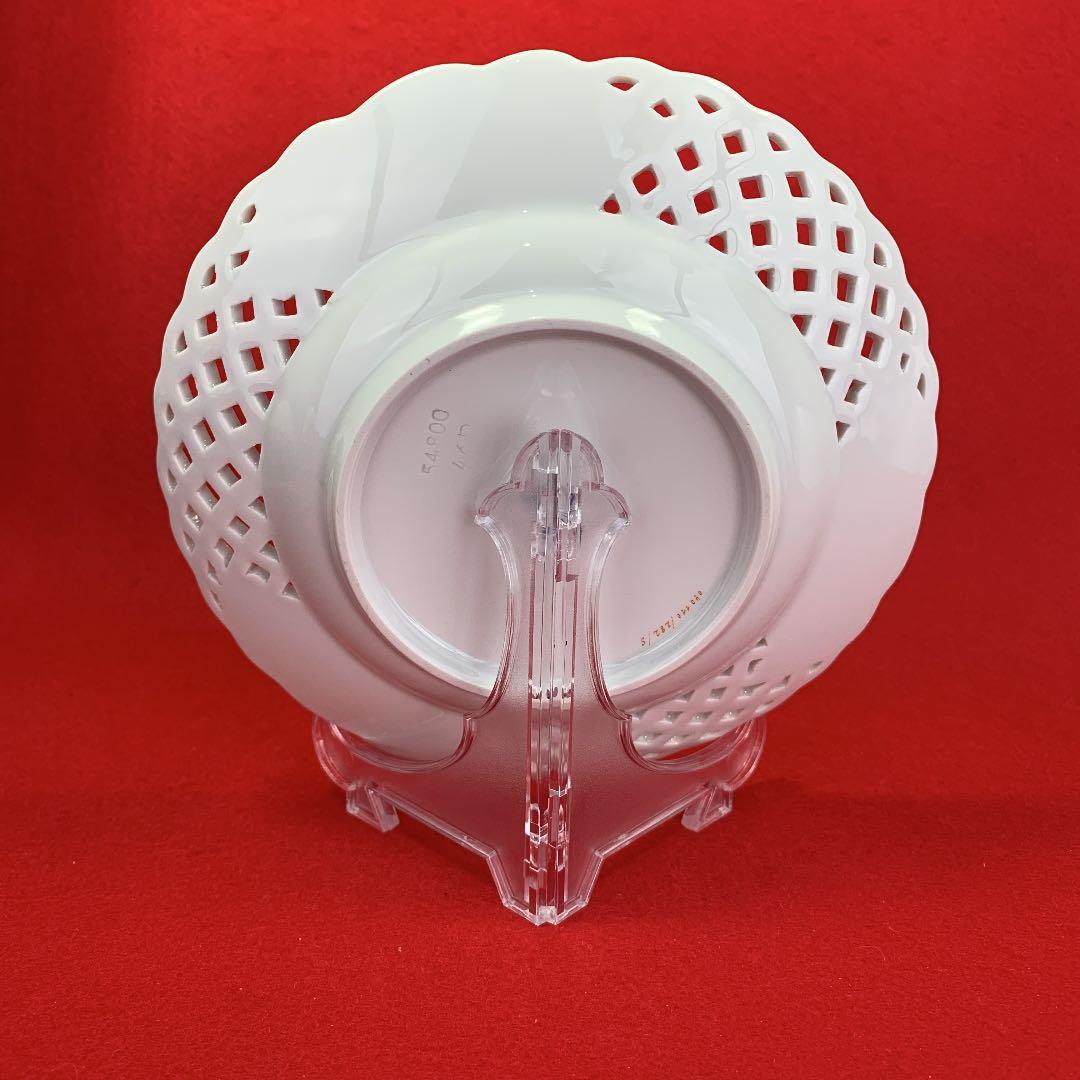 Meissenマイセン ２つ花 透かしプレート 15.5㎝