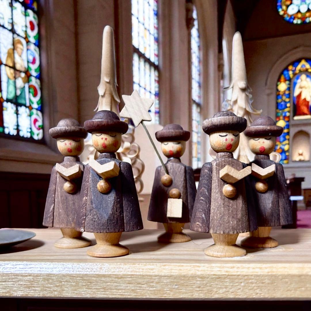 東ドイツ製・ザイフェン 聖歌隊木製キャンドルスタンドXmas装飾