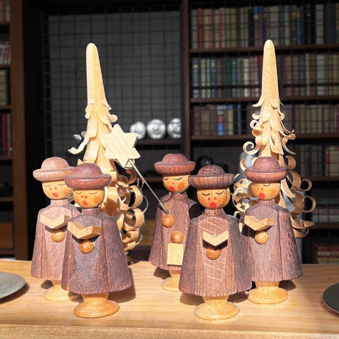 東ドイツ製・ザイフェン 聖歌隊木製キャンドルスタンドXmas装飾