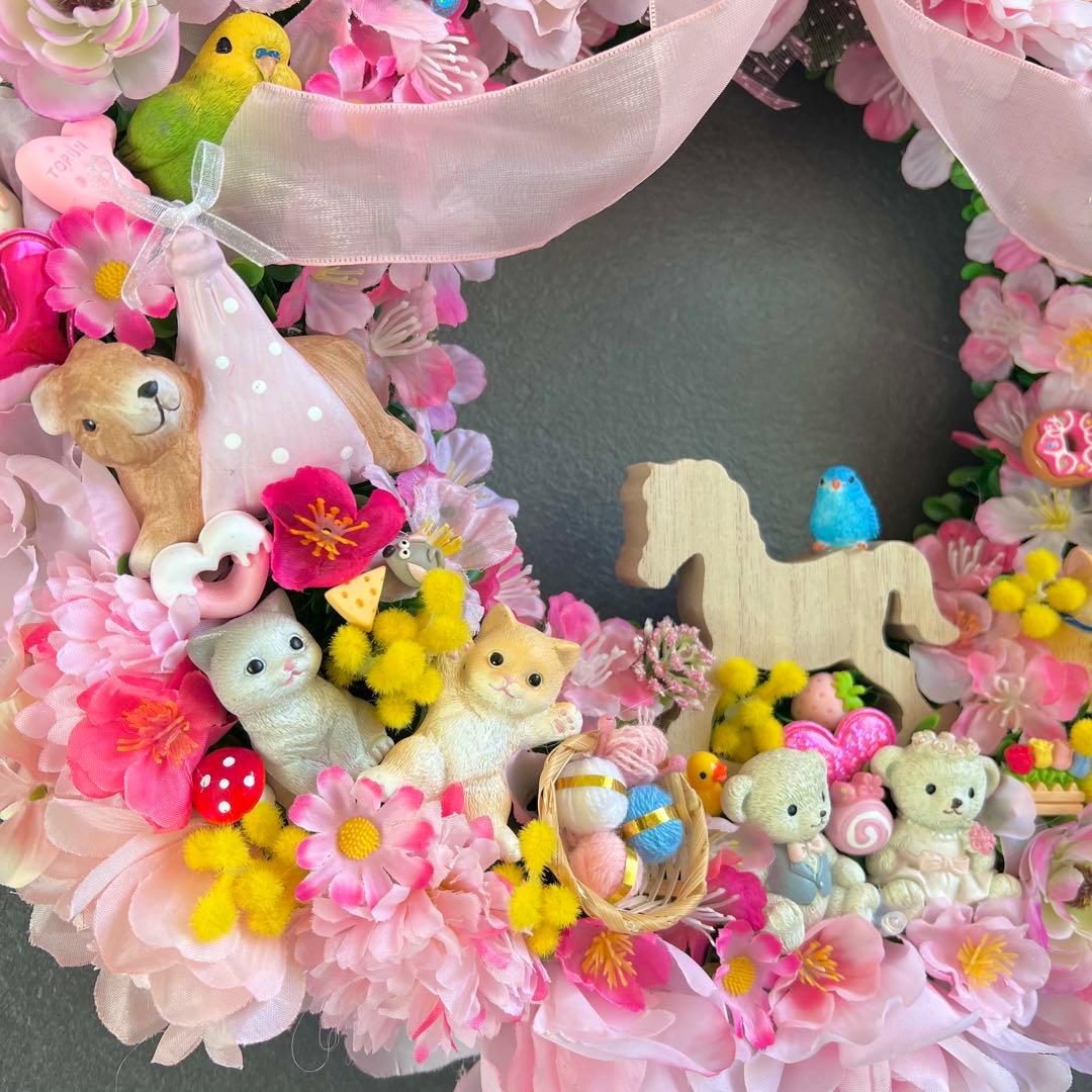 専用 特大 パーツ盛り盛り 春 フラワーリース ハンドメイド