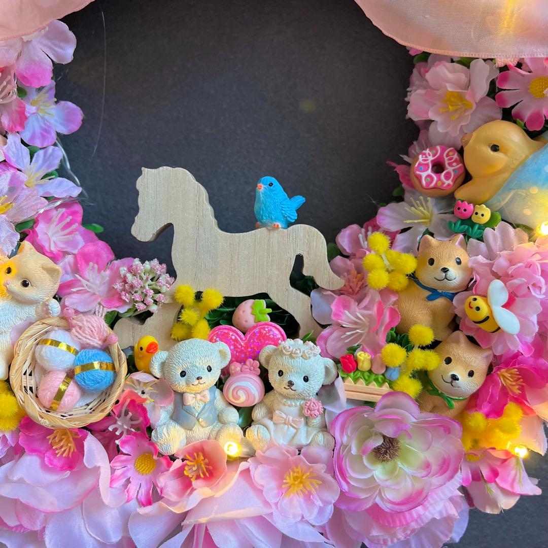 専用 特大 パーツ盛り盛り 春 フラワーリース ハンドメイド