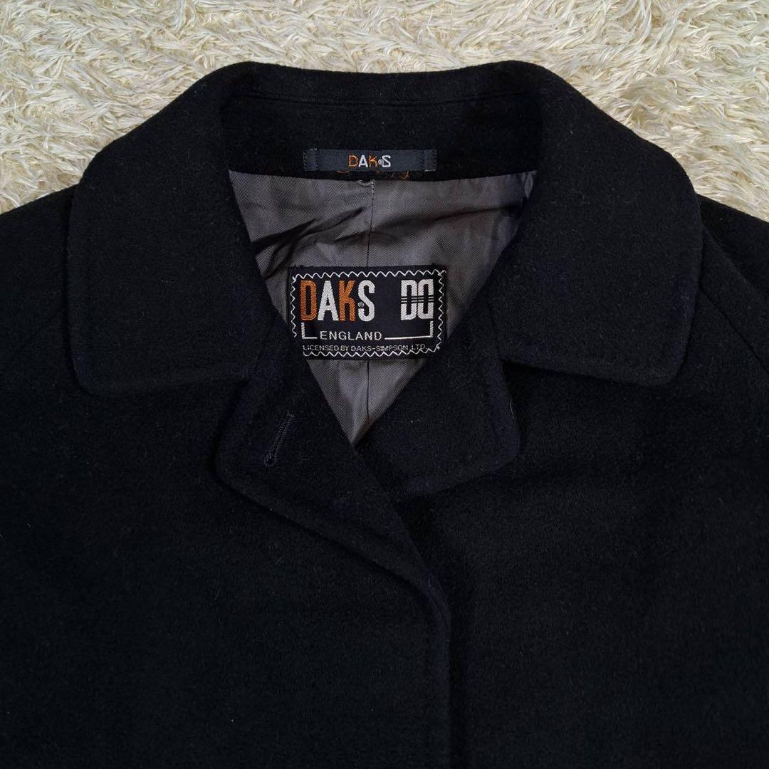 美品　DAKS カシミヤ混　ロングコート　マキシ丈　ブラック　ステンカラー