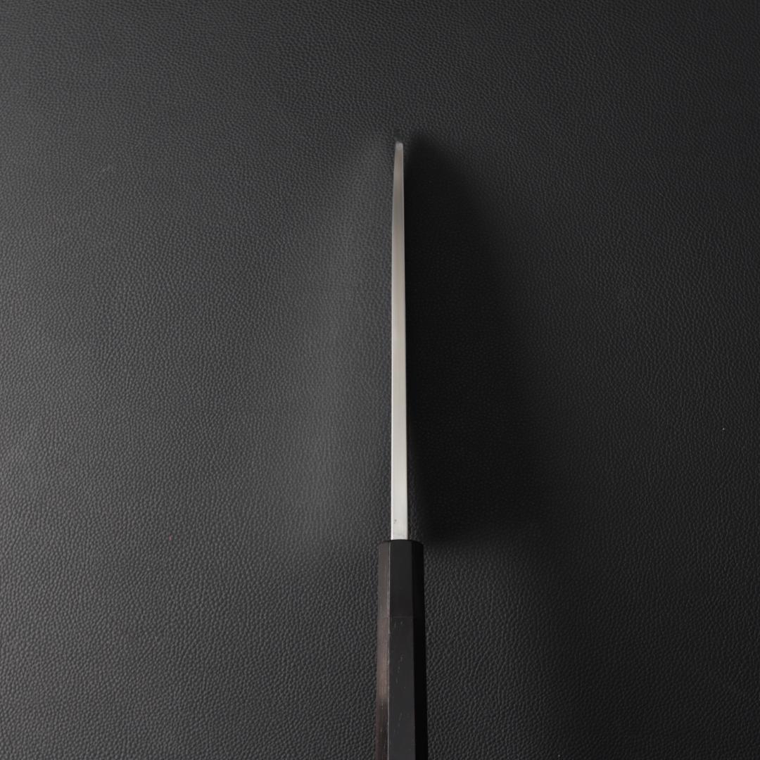 10697出刃包丁 7寸 鏡面仕上げ 刺身包丁 和包丁 黒檀黒水牛角八角柄