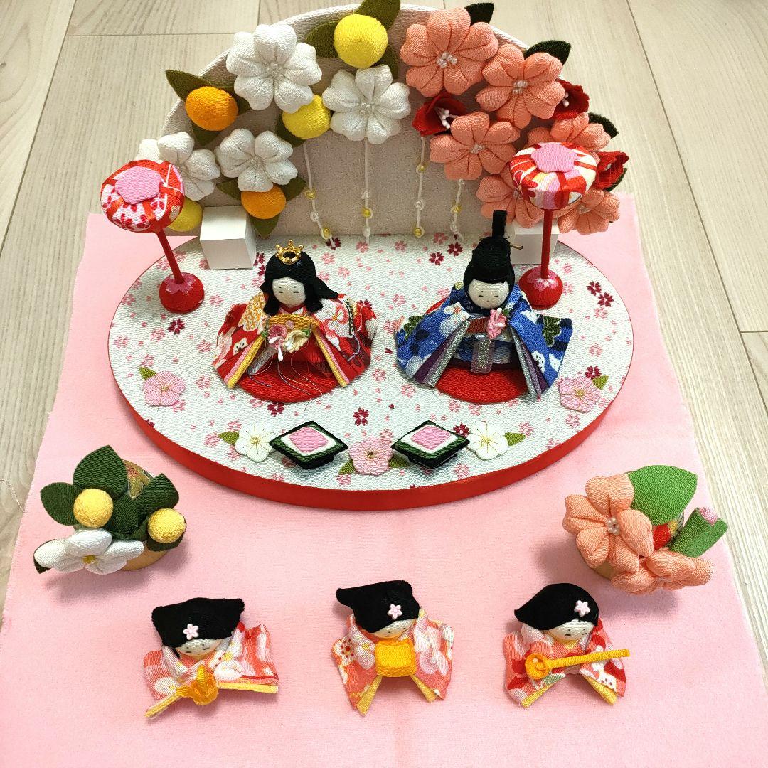 雛人形 お雛様 5人飾り初節句 ちりめん コンパクト