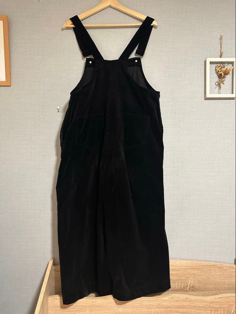 Unliens ブラック コットンサロペット ワイドレッグ