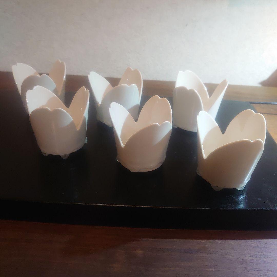 花びら型白磁作家もの6個セット