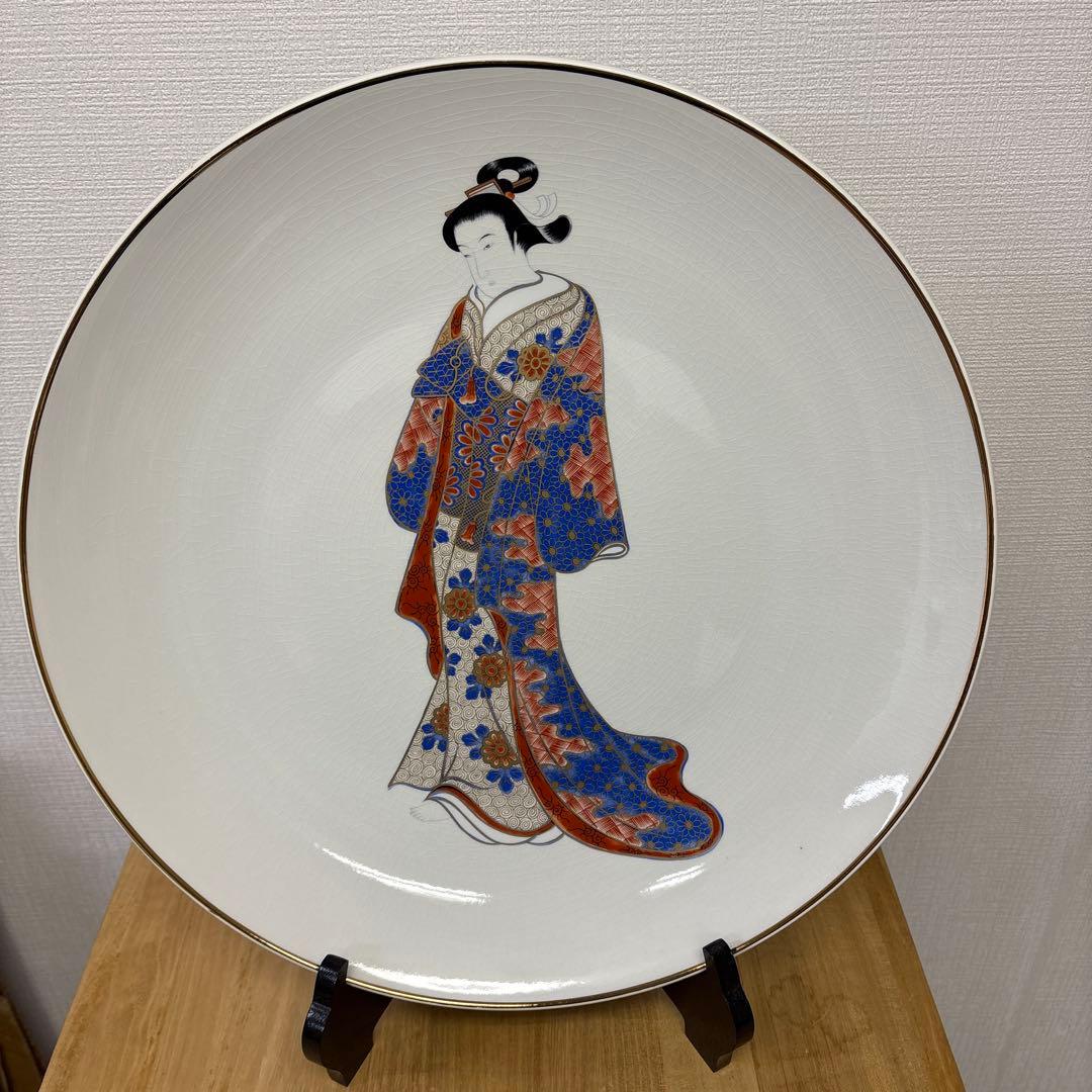 古伊万里写　錦手大皿　[元禄立美人図大皿]