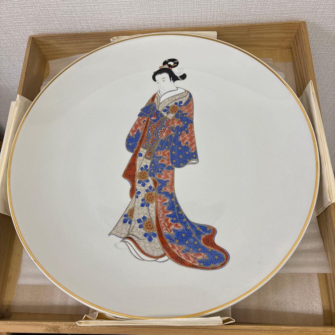 古伊万里写　錦手大皿　[元禄立美人図大皿]