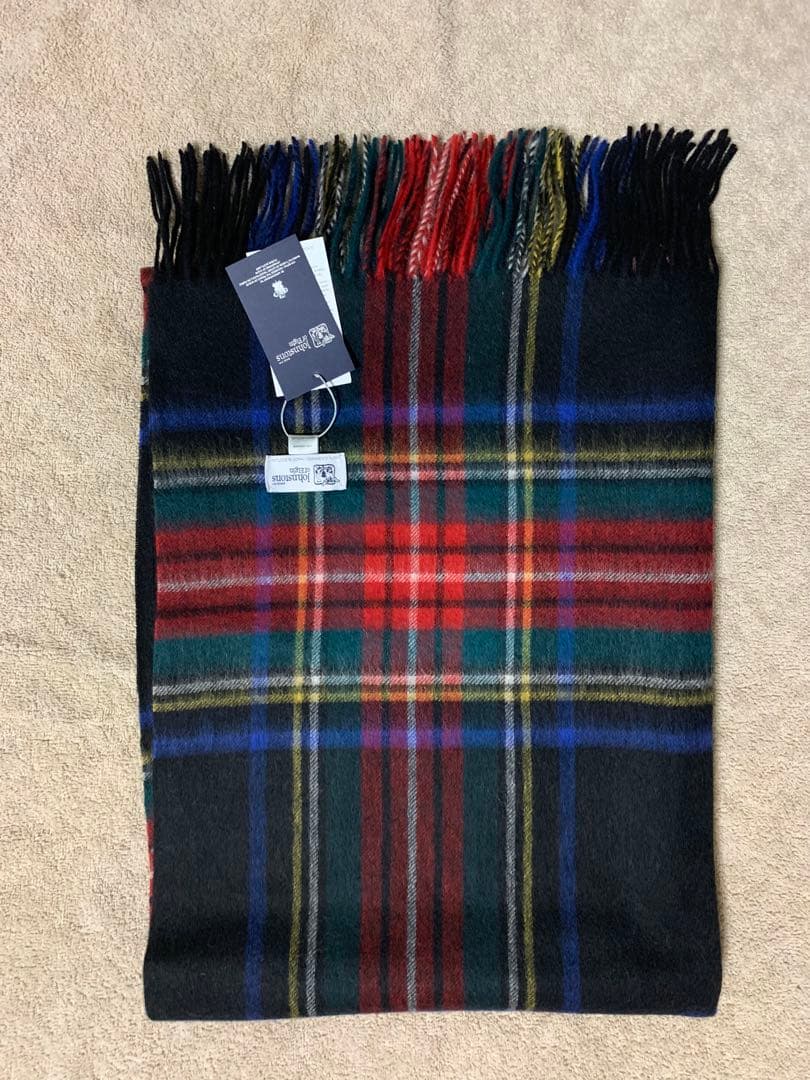 と*も様 美品 ジョンストンズ カシミヤ100％ 大判ストール ブブラックスチュ