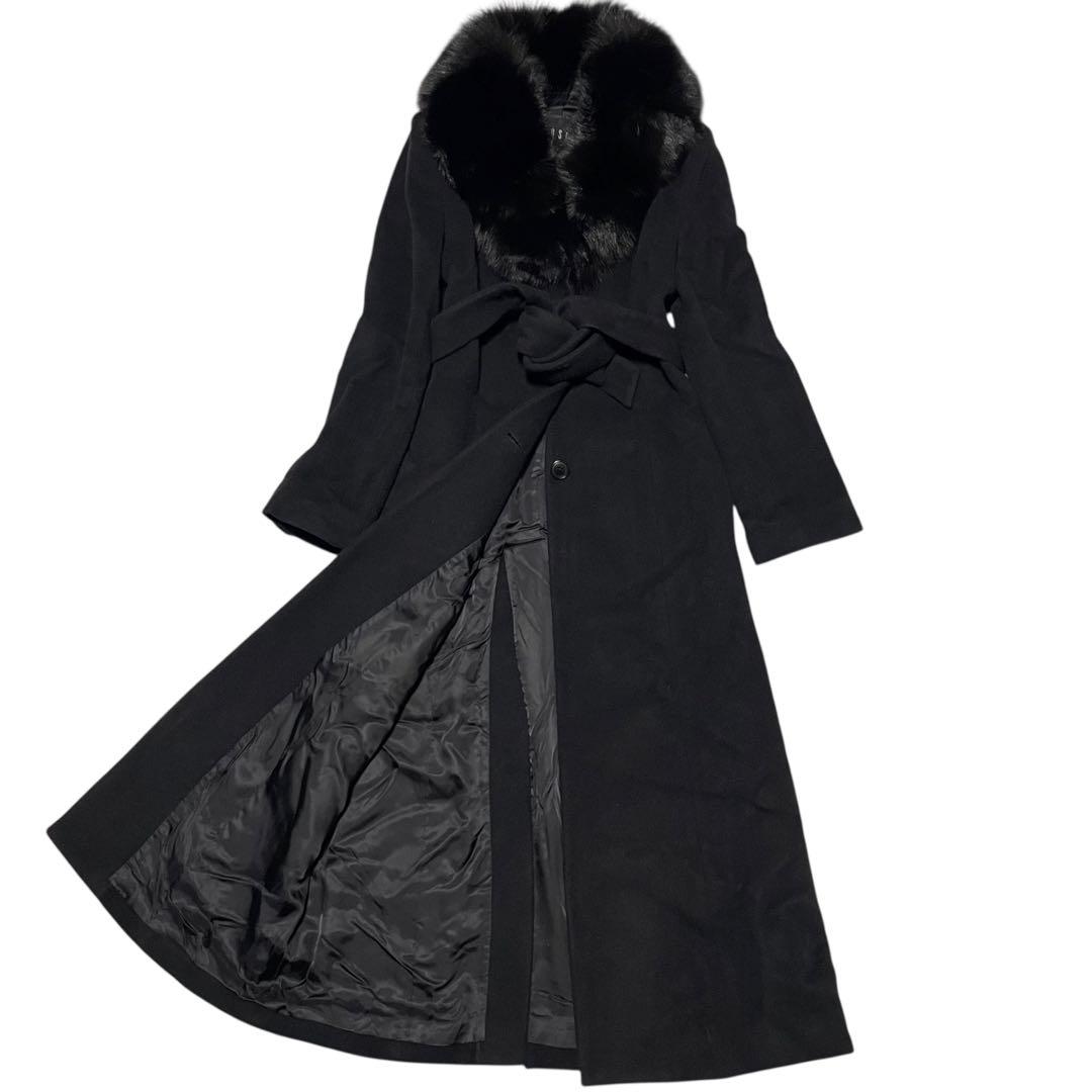 ウール100%【BOSCH】マキシ丈ロングチェスターコート 日本製 ブラック M