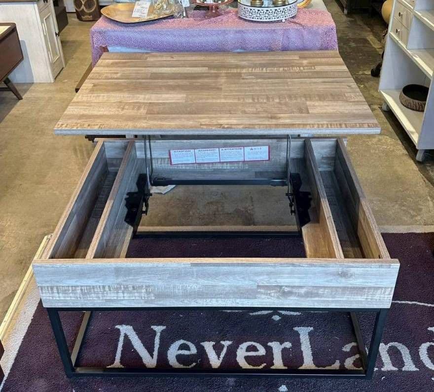 iΦ【 美品 】Ashley リフトトップ カクテルテーブル ナチュラルブラウン