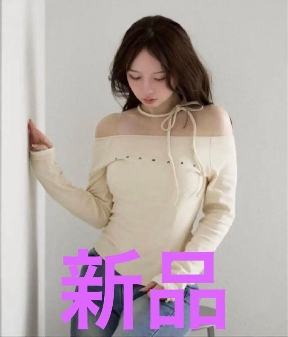 新品未開封andmaryマリーロゴチョッカーカットソートップスTシャツアイボリー