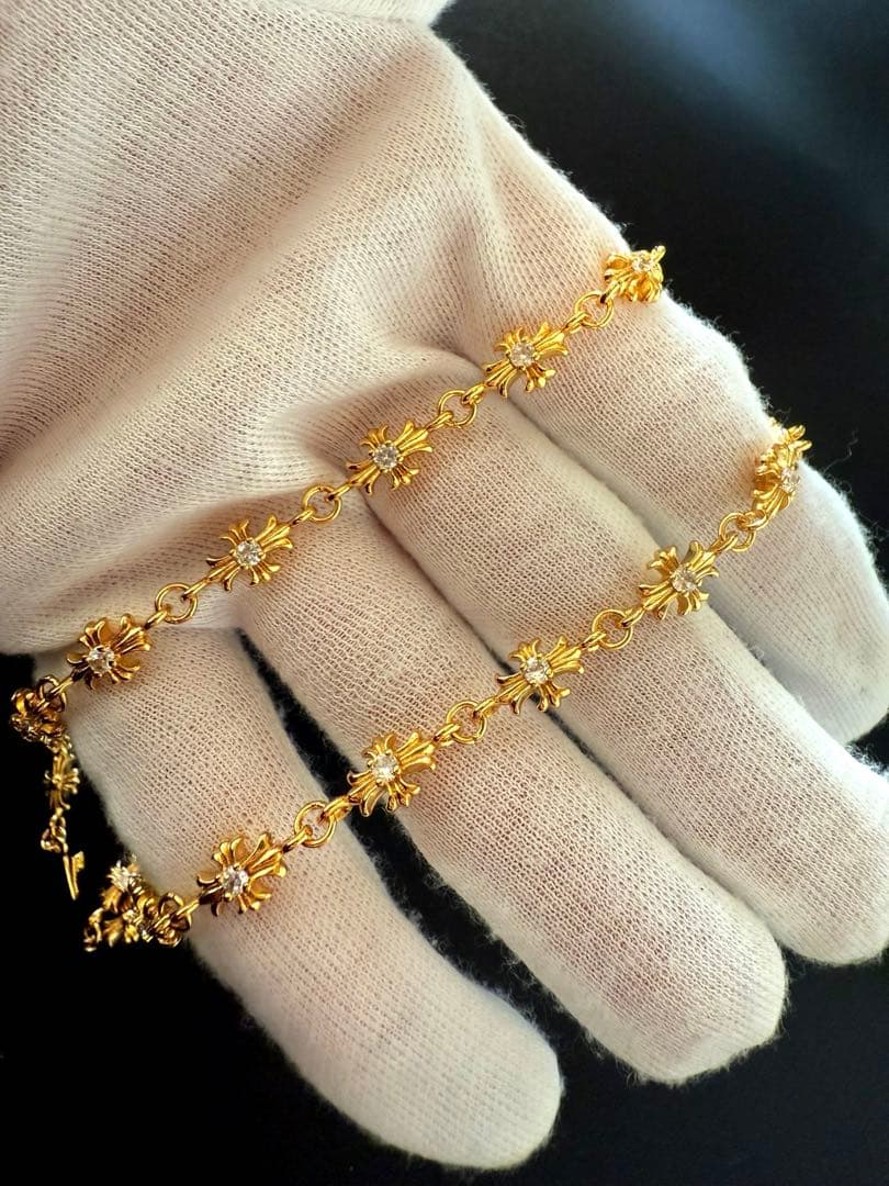 ダイヤ　タイニーチェーン　ネックレス　22kコーティング