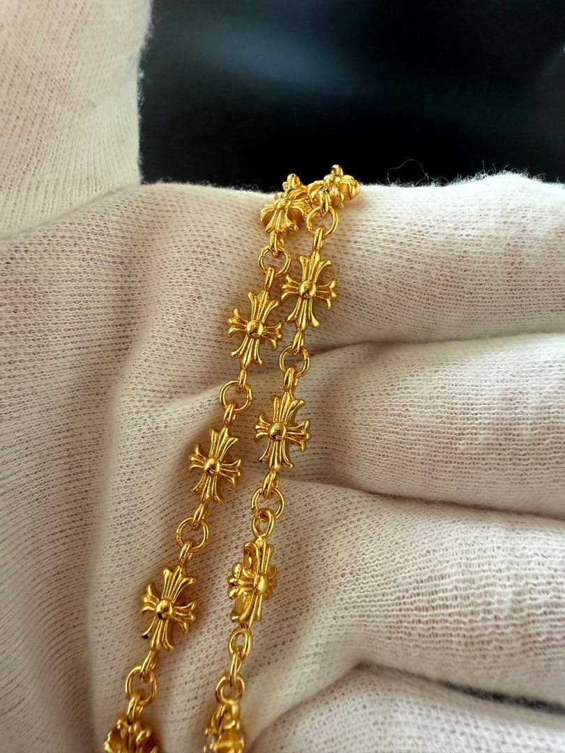 ダイヤ　タイニーチェーン　ネックレス　22kコーティング