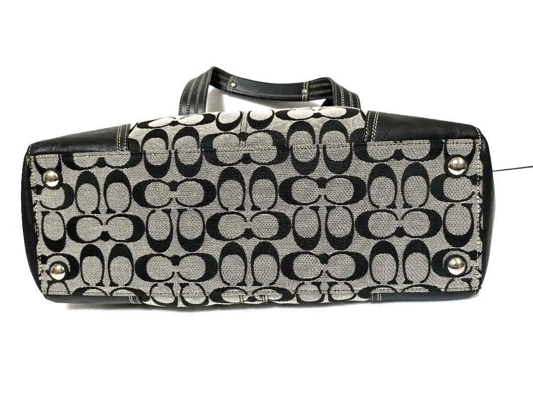 極美品 コーチ シグネチャートートバッグ ターンロック レザー キャンバス A4