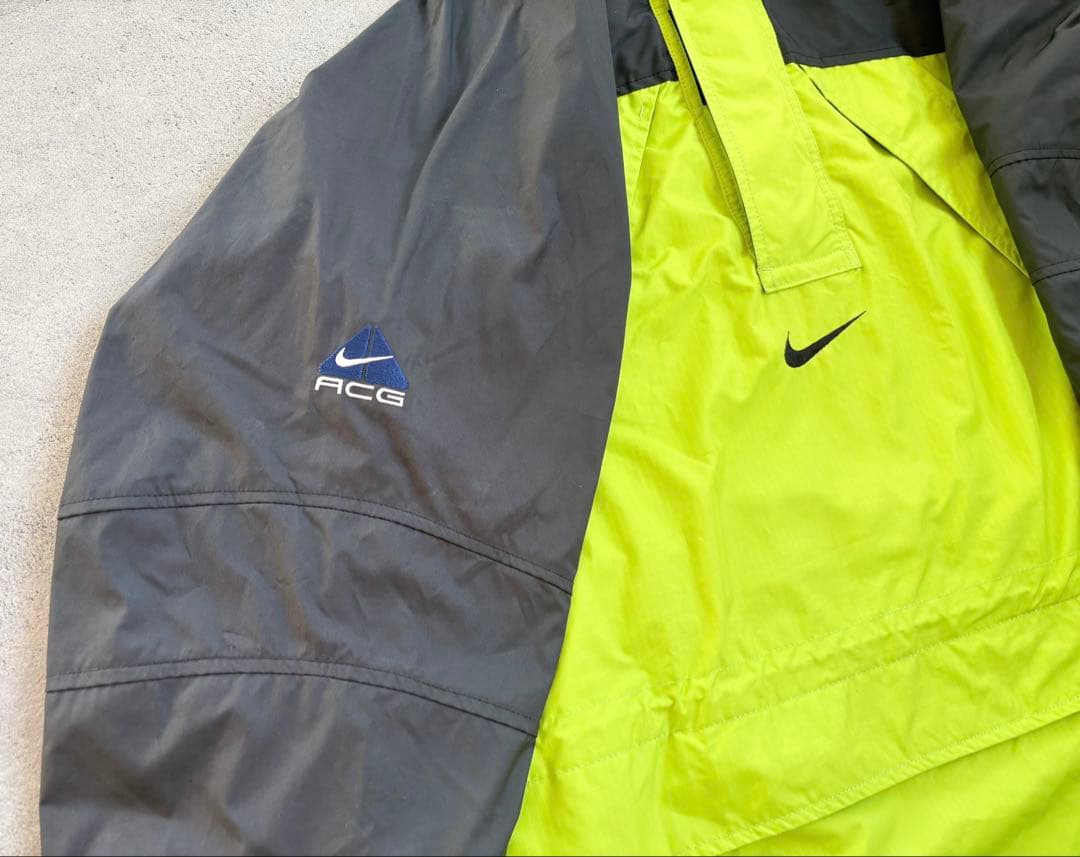 90s Nike ACG ライムグリーン蛍光色アウターＬプルオーバータイプ