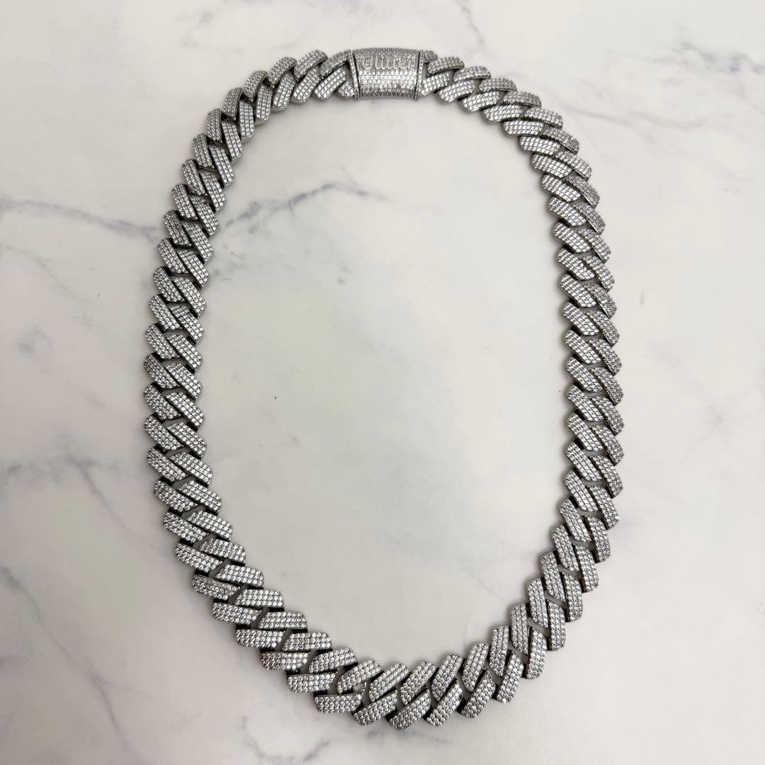 Glitter シルバー チェーンネックレス60cm 19mm