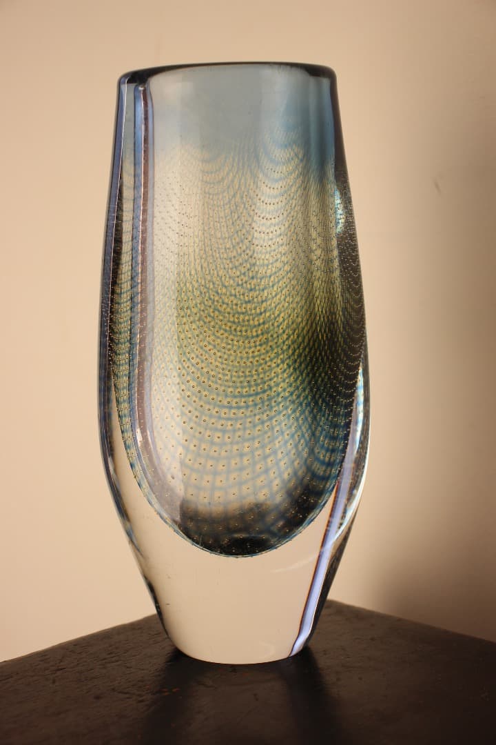 スウェーデン　オレフォス　クラーカ　ガラス　花瓶　フラワーベース