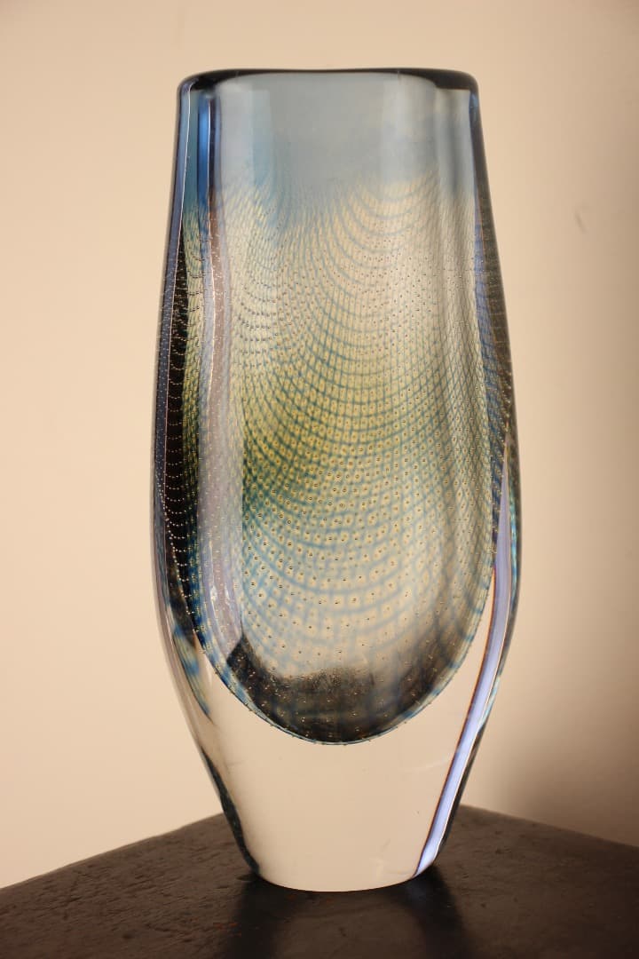 スウェーデン　オレフォス　クラーカ　ガラス　花瓶　フラワーベース