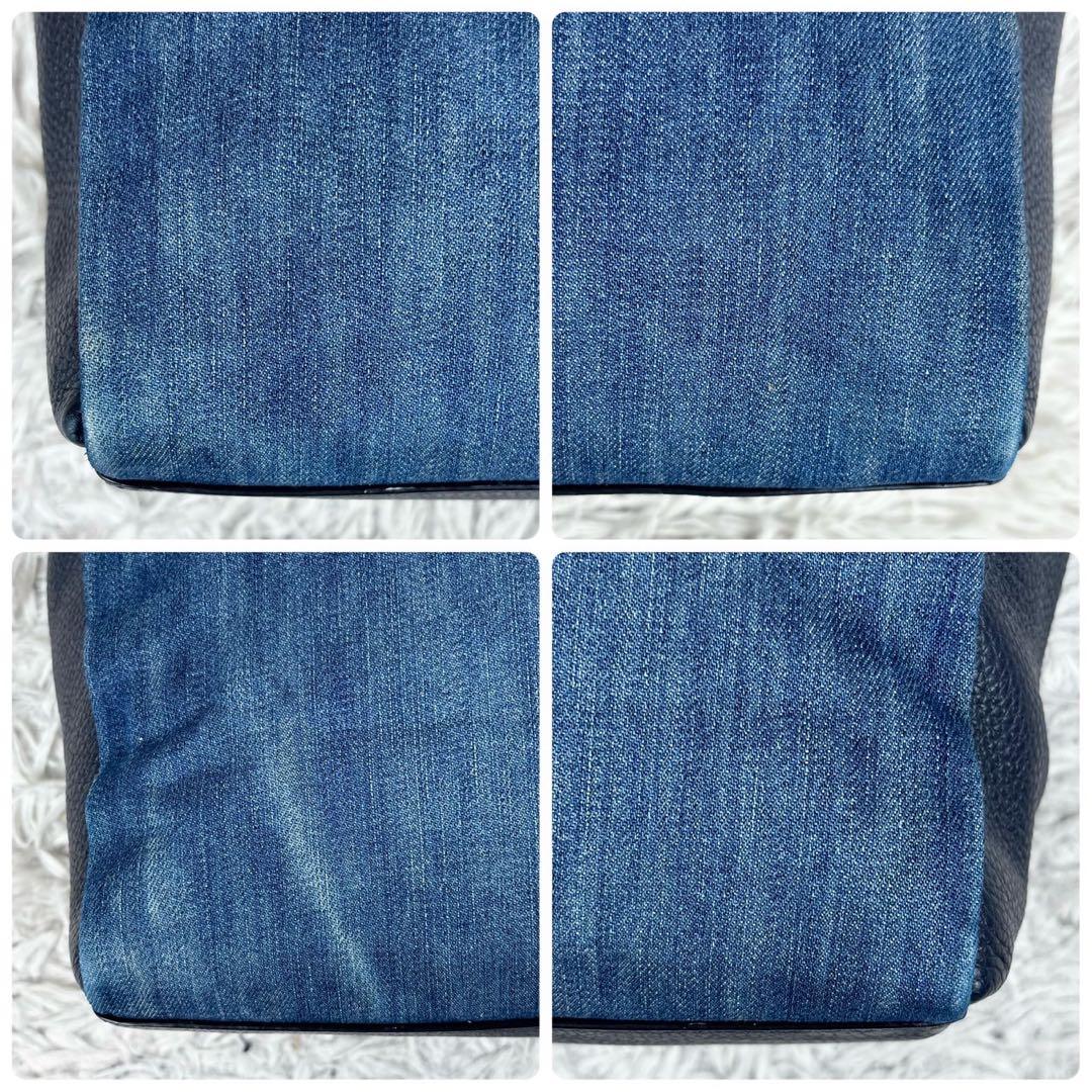 美品 COACH デニム 2way トートバッグ 肩掛け マグネット ネイビー