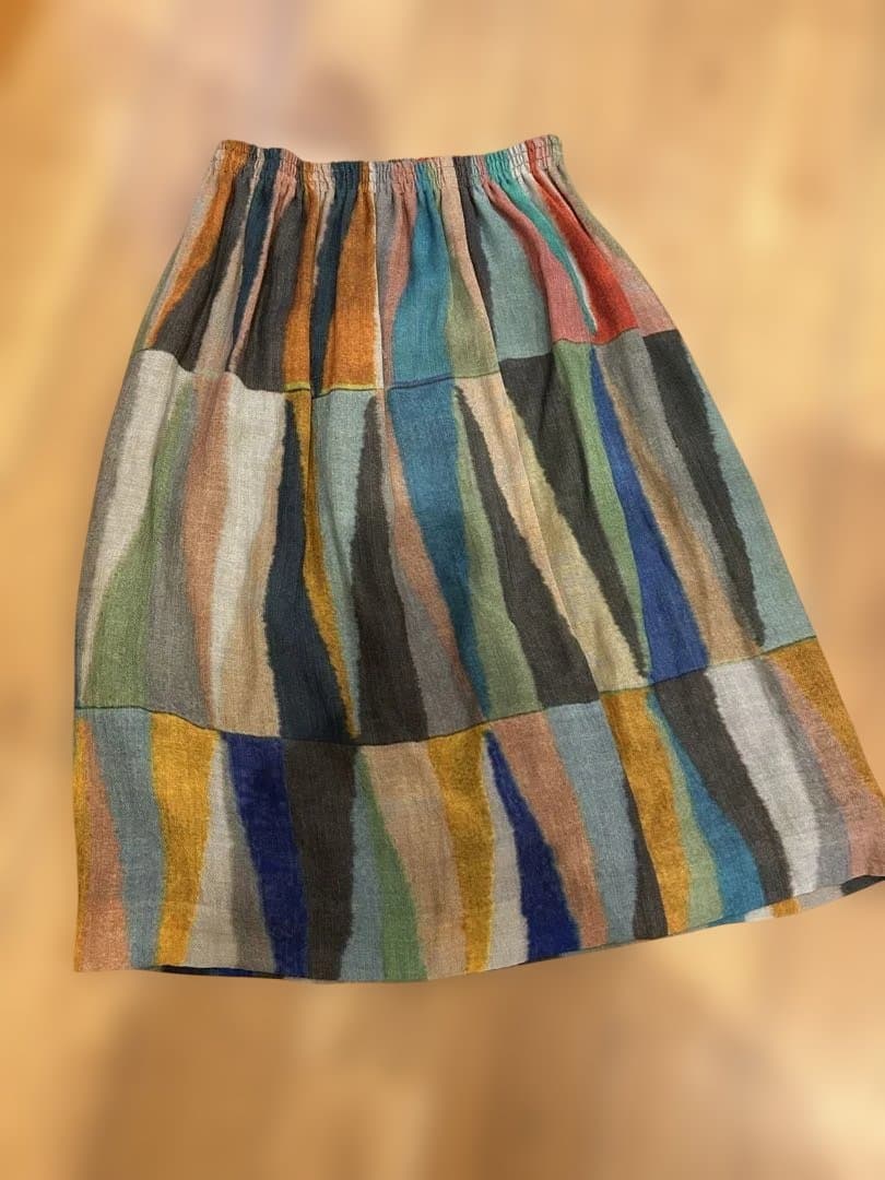 クラフトヒロ ウール&シルクマルチカラーストライプ フレアスカート