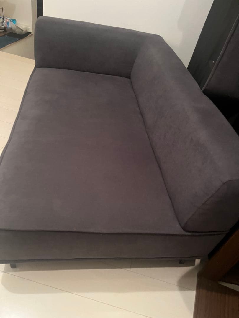 <LOWYA>L字カウチソファ　グレー ✨4つのクッション付