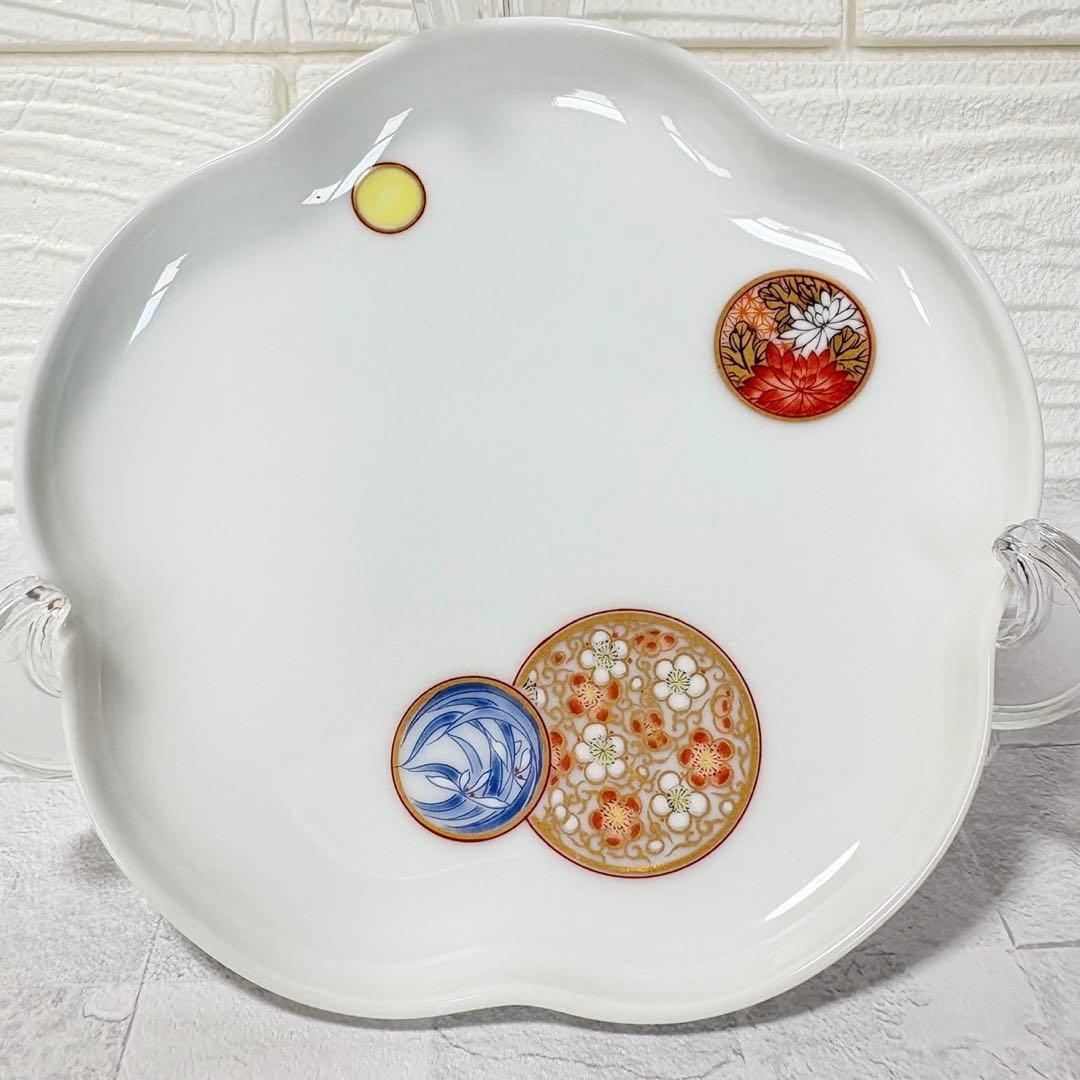 深川製磁 銘々皿揃 和皿 6枚セット 寿赤絵 トリプレット緋 古代呉須