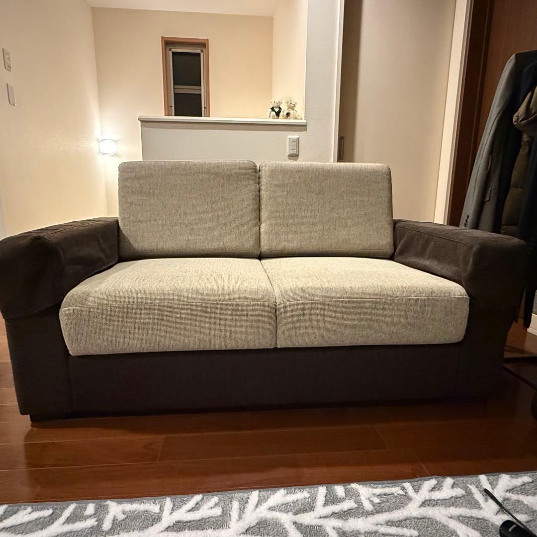 かねたや　ブラウン・グレー 2人掛けソファ