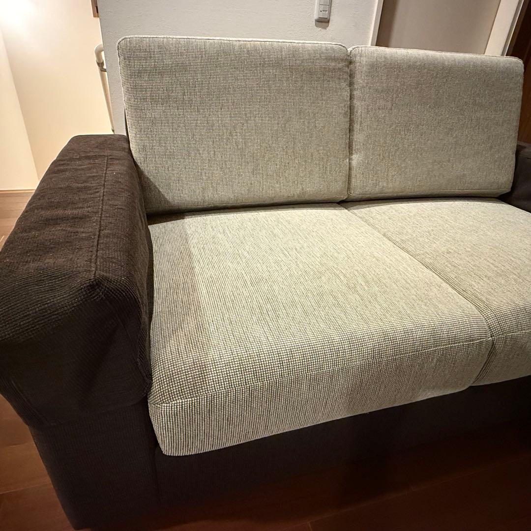 かねたや　ブラウン・グレー 2人掛けソファ