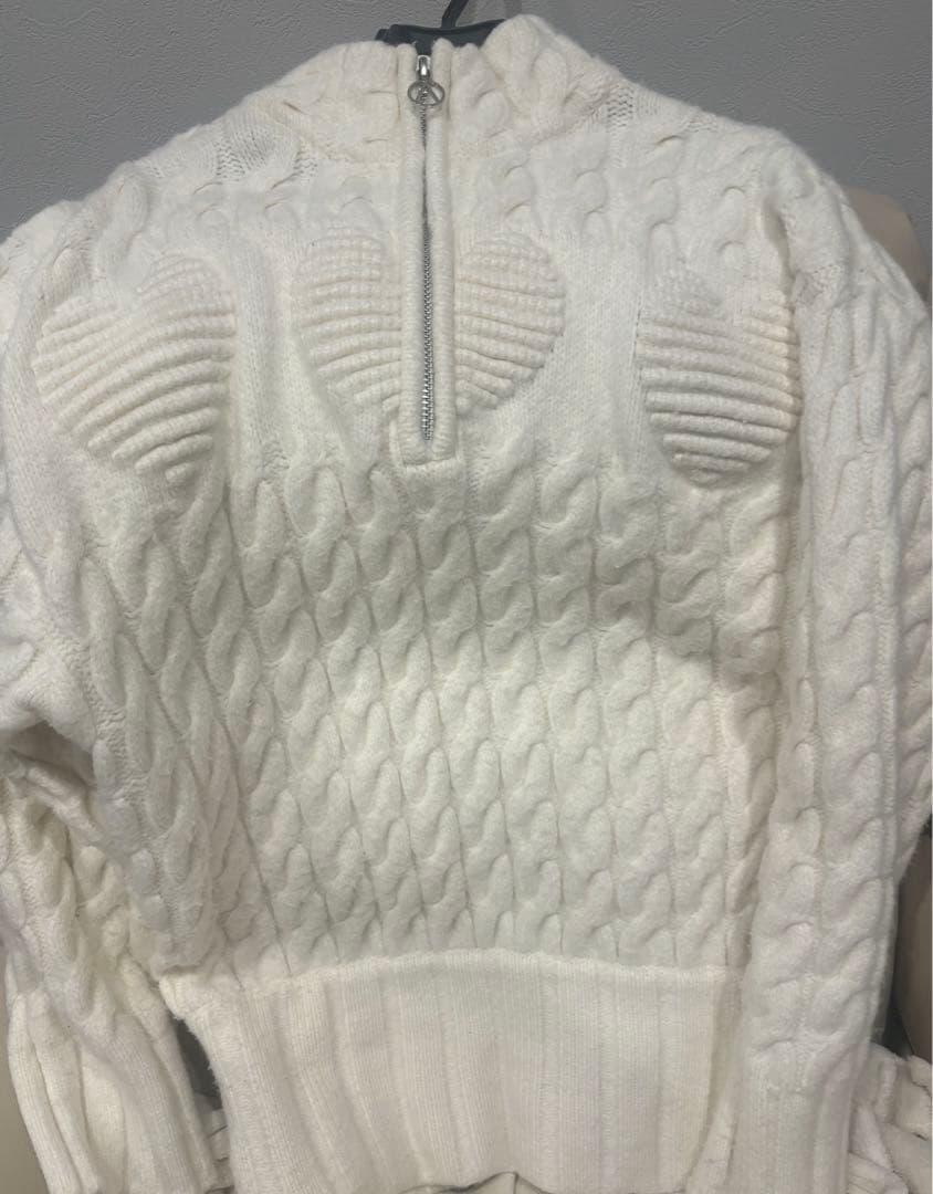 トップス andmary heart loose knit White