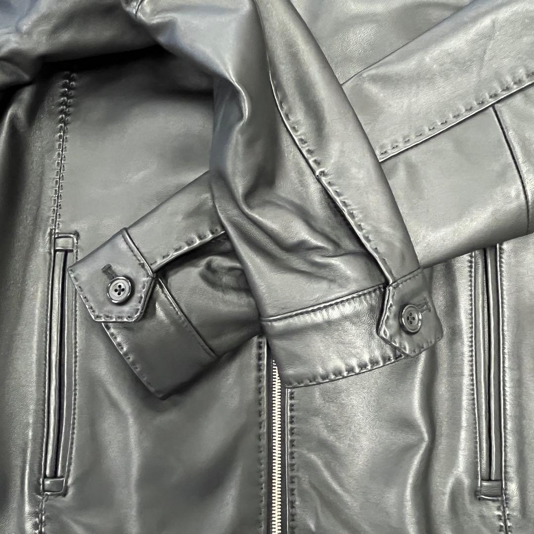 【最終値】ブラックレザースタンドカラーシングルライダース　メンズビギ　美品