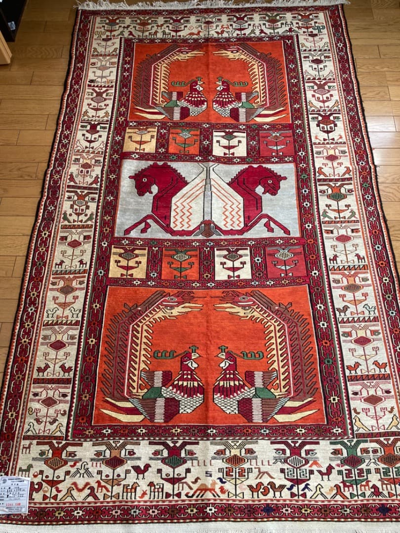 【在庫一掃セール】アルデビル キリム シルク 198cm×118cm