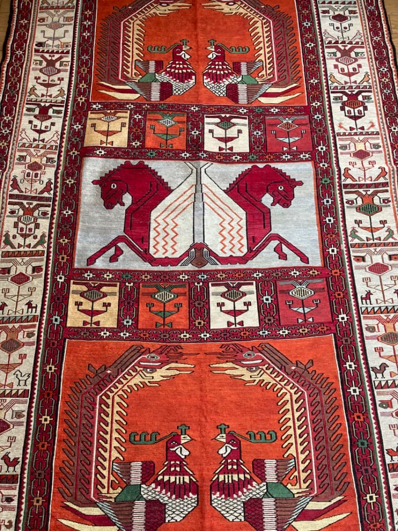 【在庫一掃セール】アルデビル キリム シルク 198cm×118cm