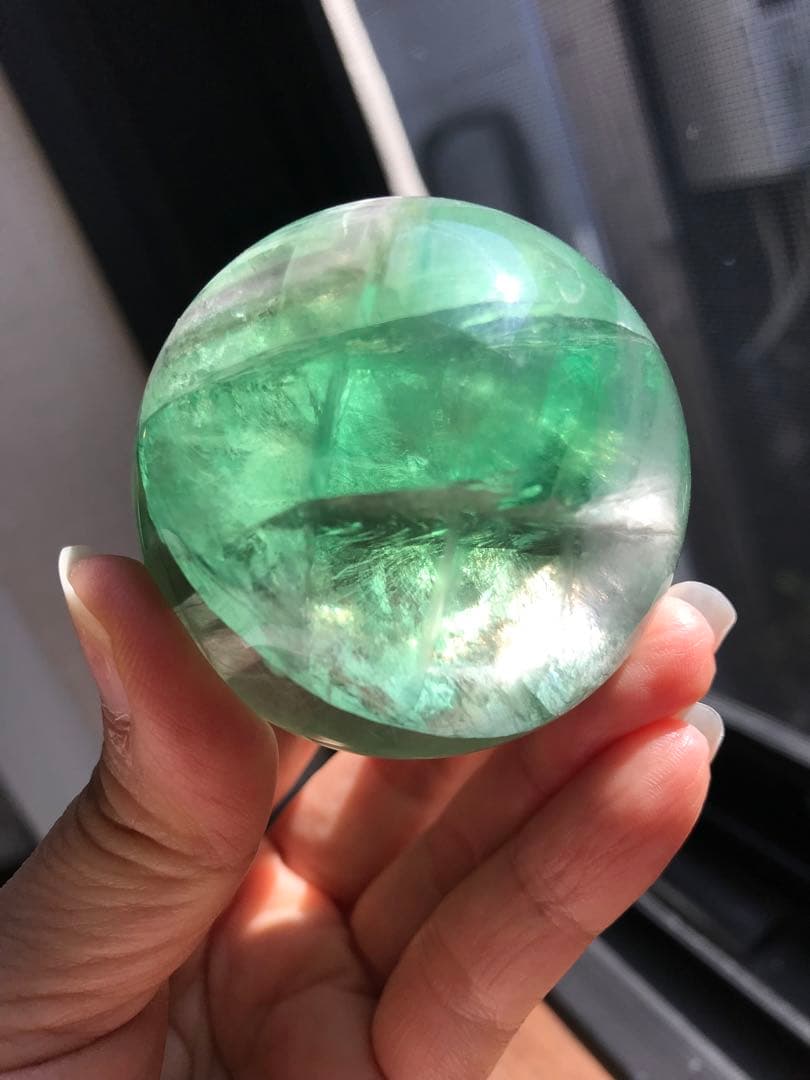 ☘️レア❤︎虹入り❤︎フローライト丸玉 スフィア　蛍石天然石　パワーストーン