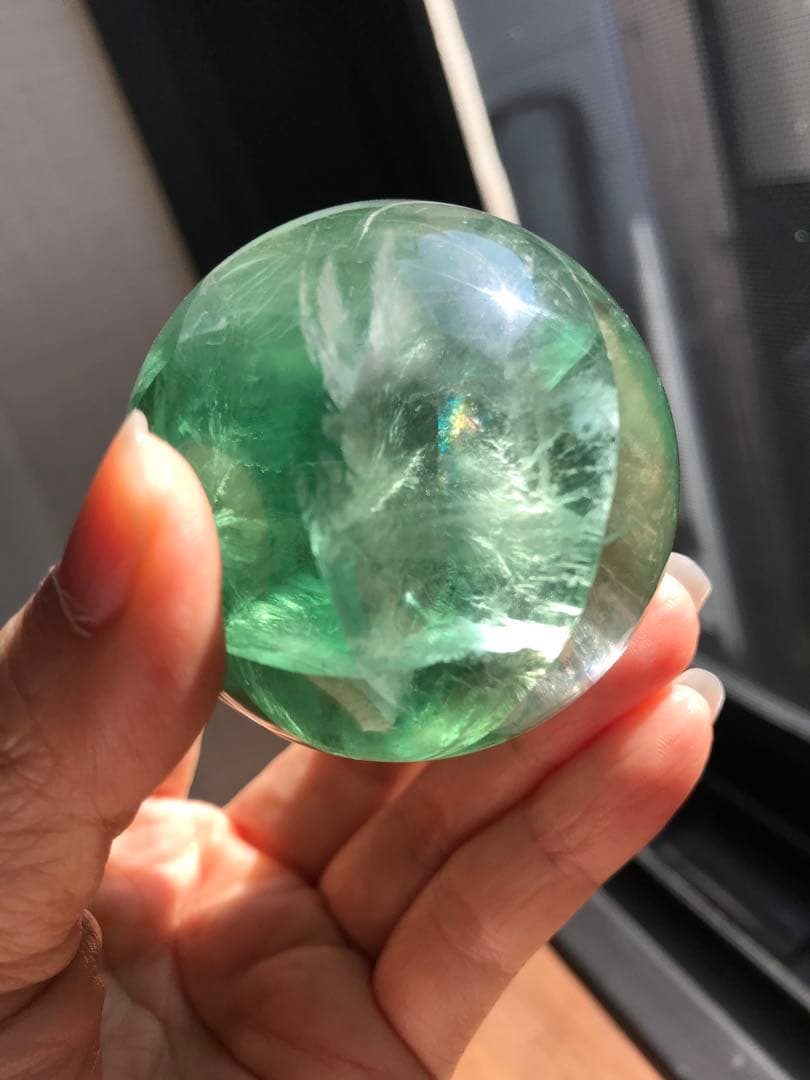 ☘️レア❤︎虹入り❤︎フローライト丸玉 スフィア　蛍石天然石　パワーストーン
