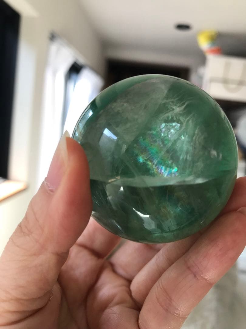 ☘️レア❤︎虹入り❤︎フローライト丸玉 スフィア　蛍石天然石　パワーストーン