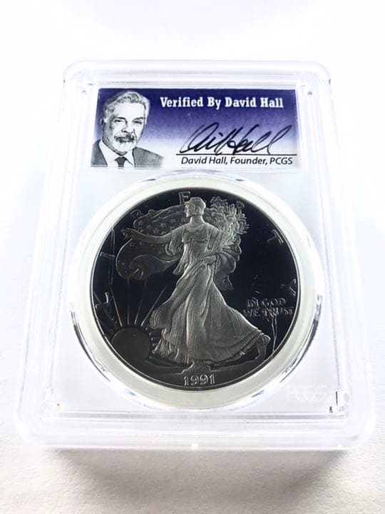 【最高鑑定】1991-S イーグル銀貨 デビットホールサイン入