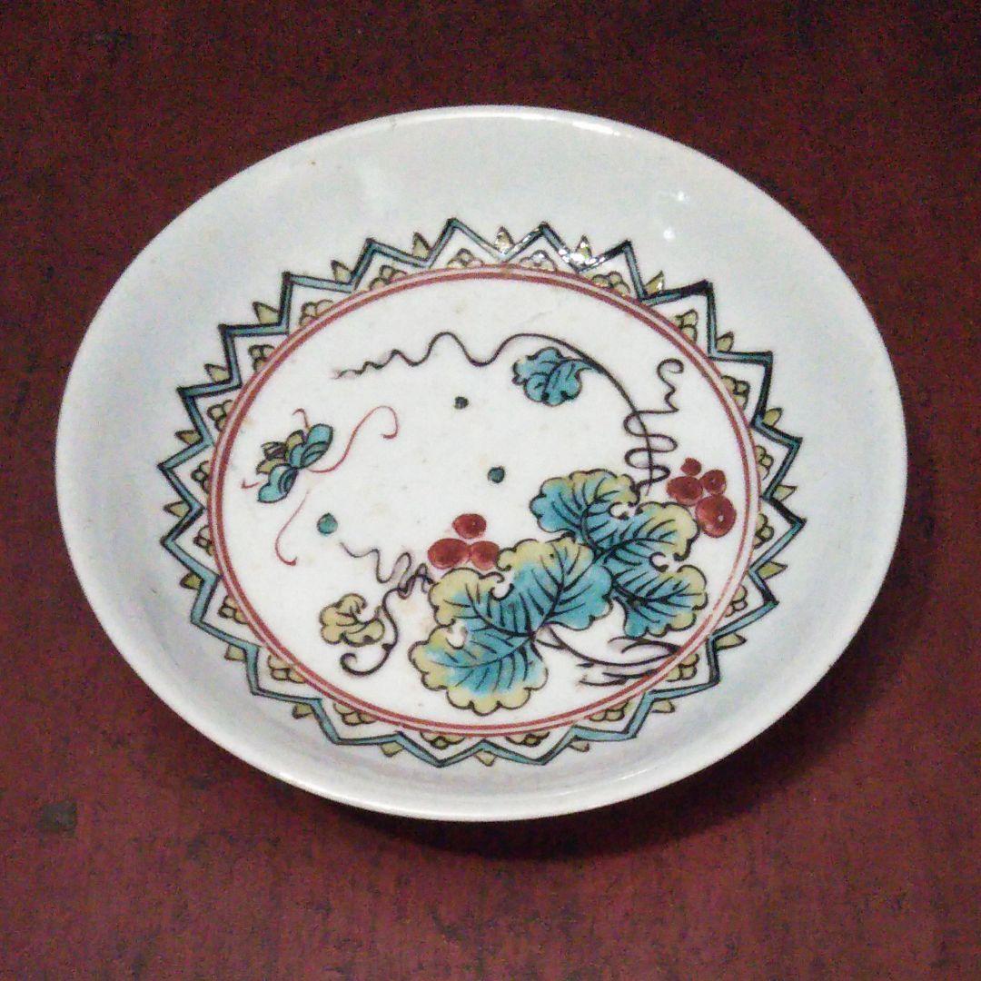 古九谷様式～葡萄に蝶文様、五寸皿