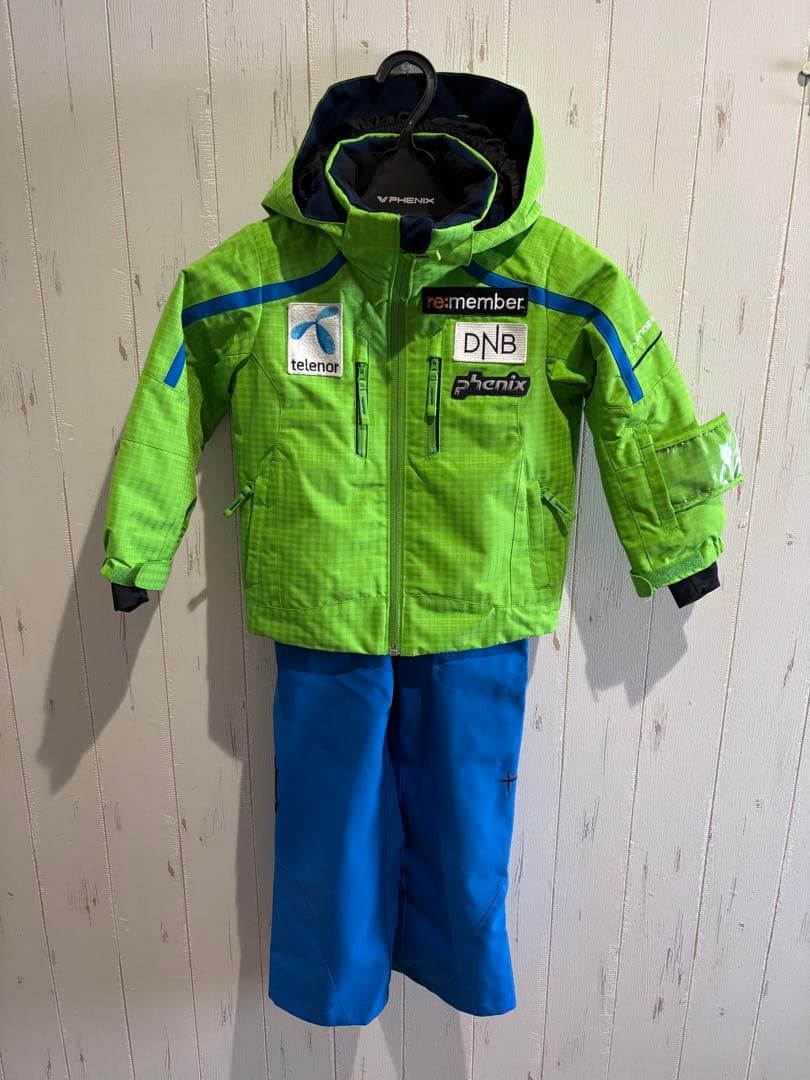 子ども用スキーウェア 緑色/青色 phenix