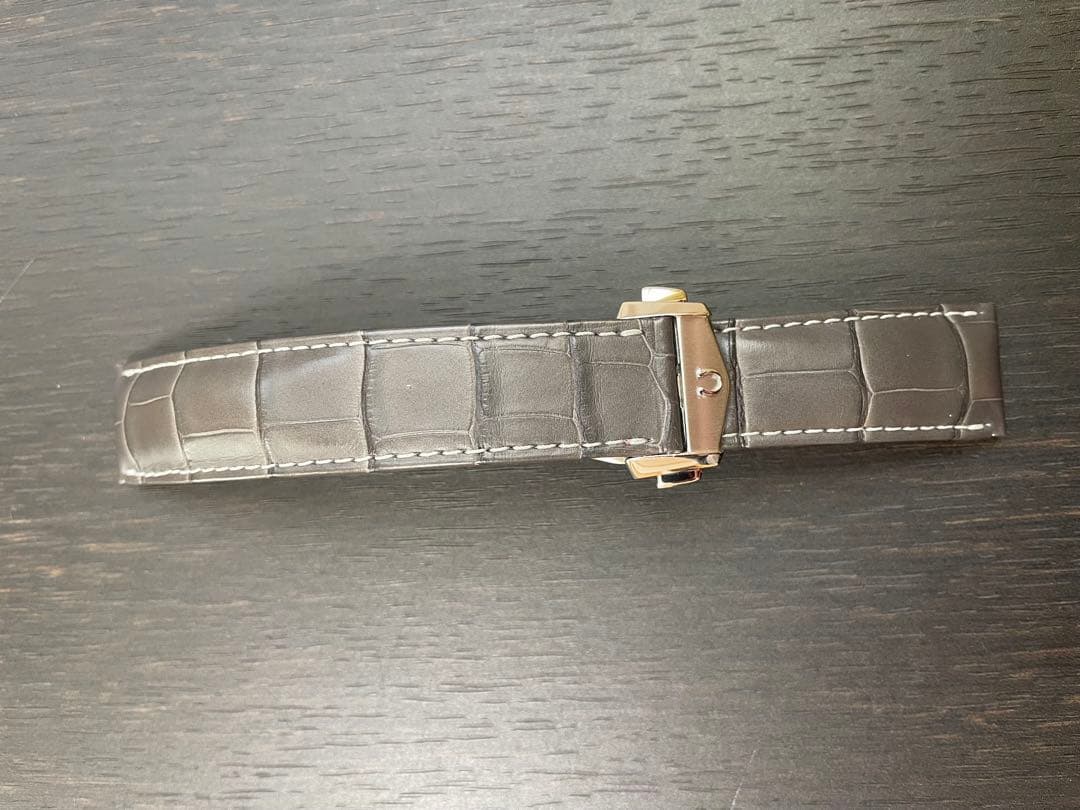 オメガ 純正グレーアリゲーターレザーストラップ＋フォールデイングクラスプのセット