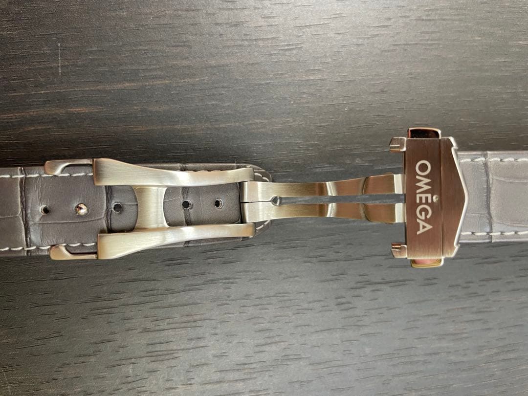 オメガ 純正グレーアリゲーターレザーストラップ＋フォールデイングクラスプのセット