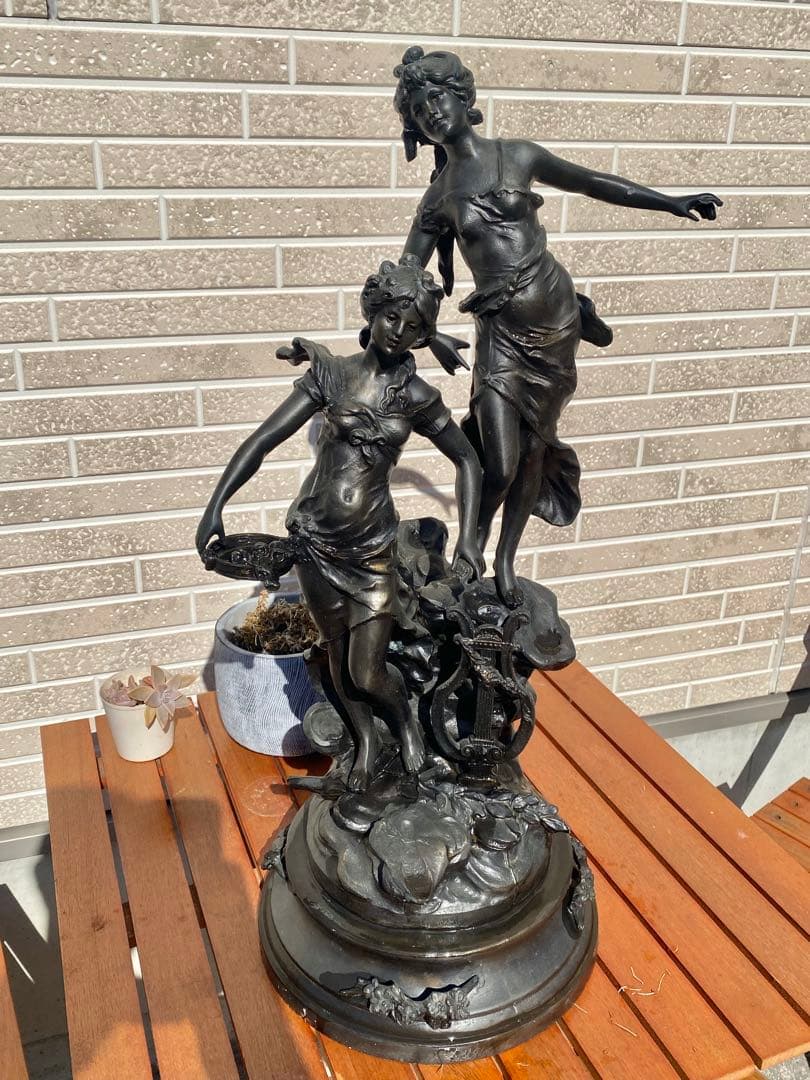 【重厚ブロンズ像｜クラシック調ヴィンテージ・ガーデンオブジェ】