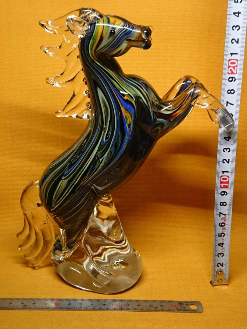 アンティーク　馬　跳ね馬　ガラス　ヨーロッパ　置物　工芸品　美術品　A2966