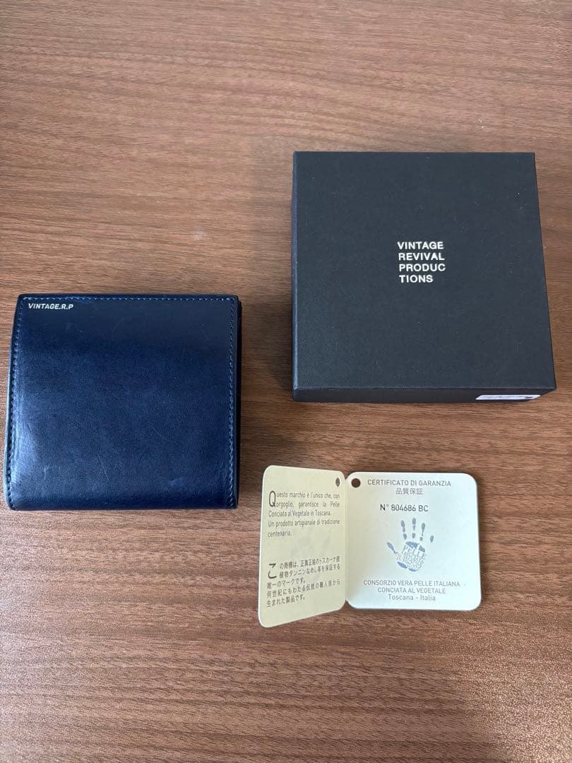 ヴィンテージリバイバルプロダクションズ　小さい縦使い財布　ネイビー