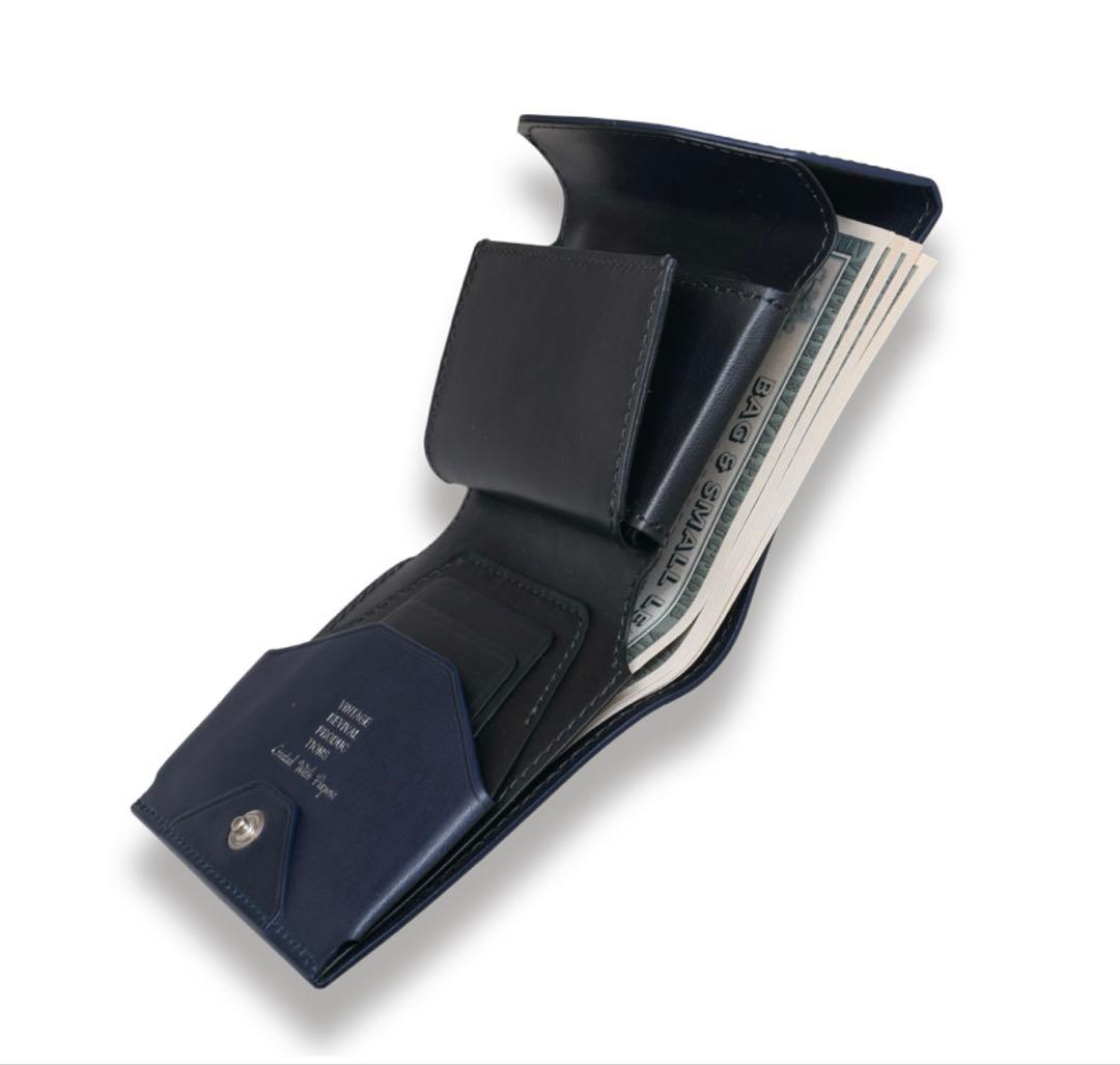 ヴィンテージリバイバルプロダクションズ　小さい縦使い財布　ネイビー