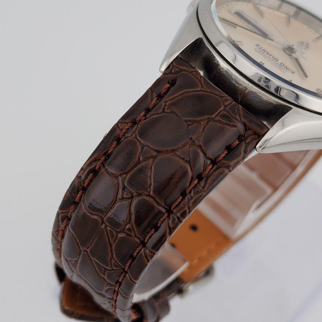 ​高級機電池交換済セイコー キングクォーツ 4823-8110 新品レザーベルト