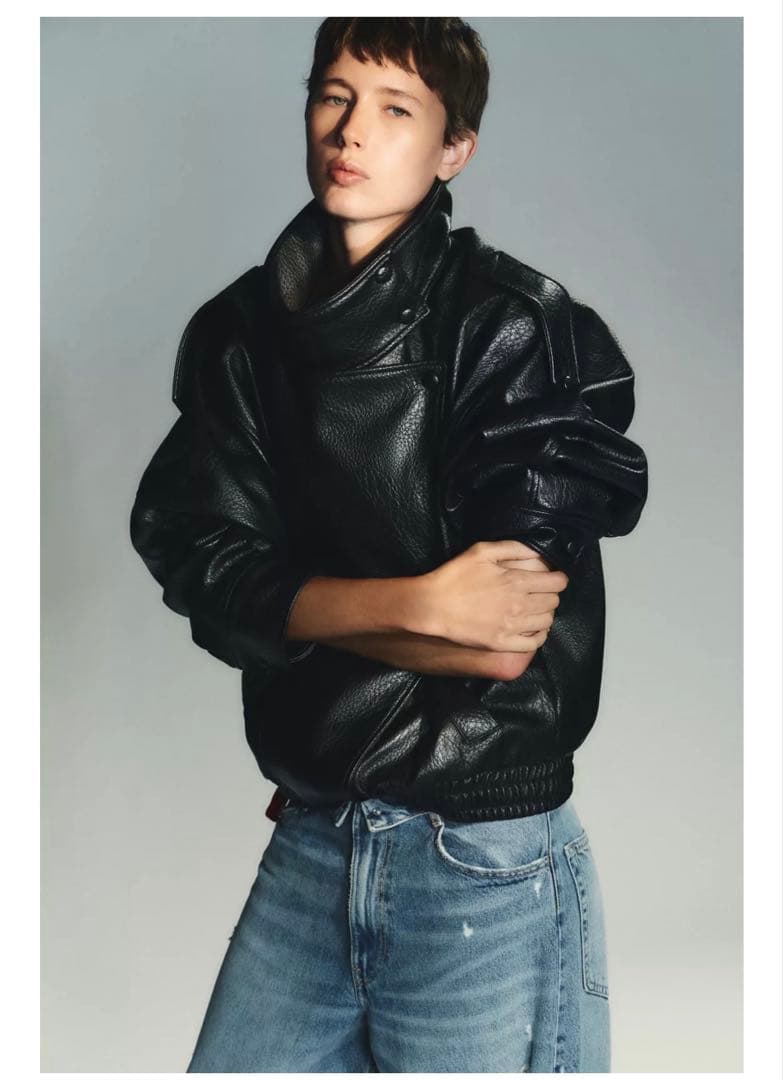 完売品⭐︎ZARA フェイクレザージャケット L ブラック 今期新作