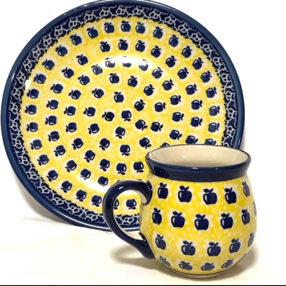 ❸ポーランド食器★マグカップ★プレート★ポーリッシュポタリー★リンゴ