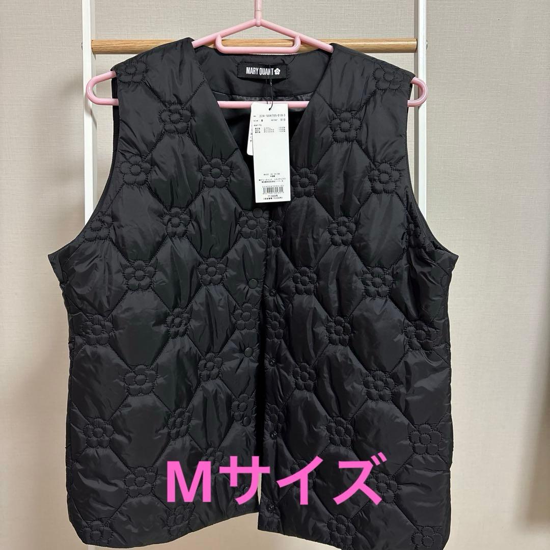 マリークワント　デイジー柄キルティングベスト☆ブラック☆