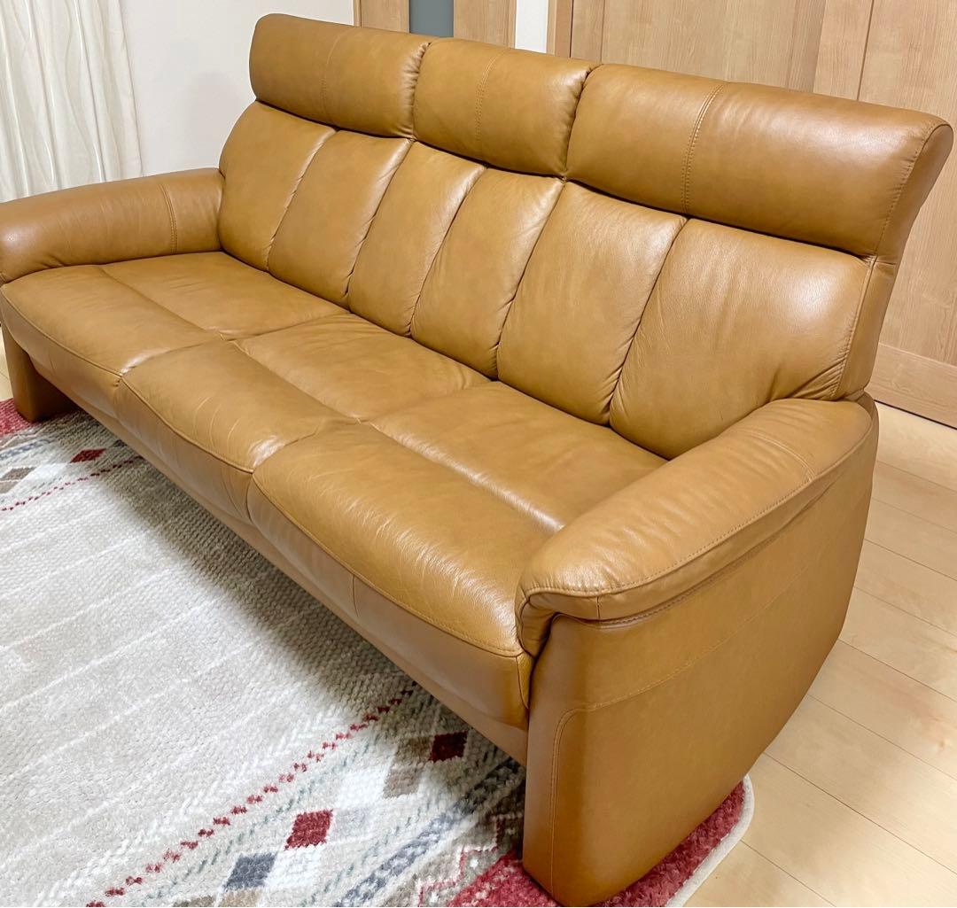 【1万円相当ソファカバー付‼︎ 】3人掛けソファ(3S) ハイバック・革張り